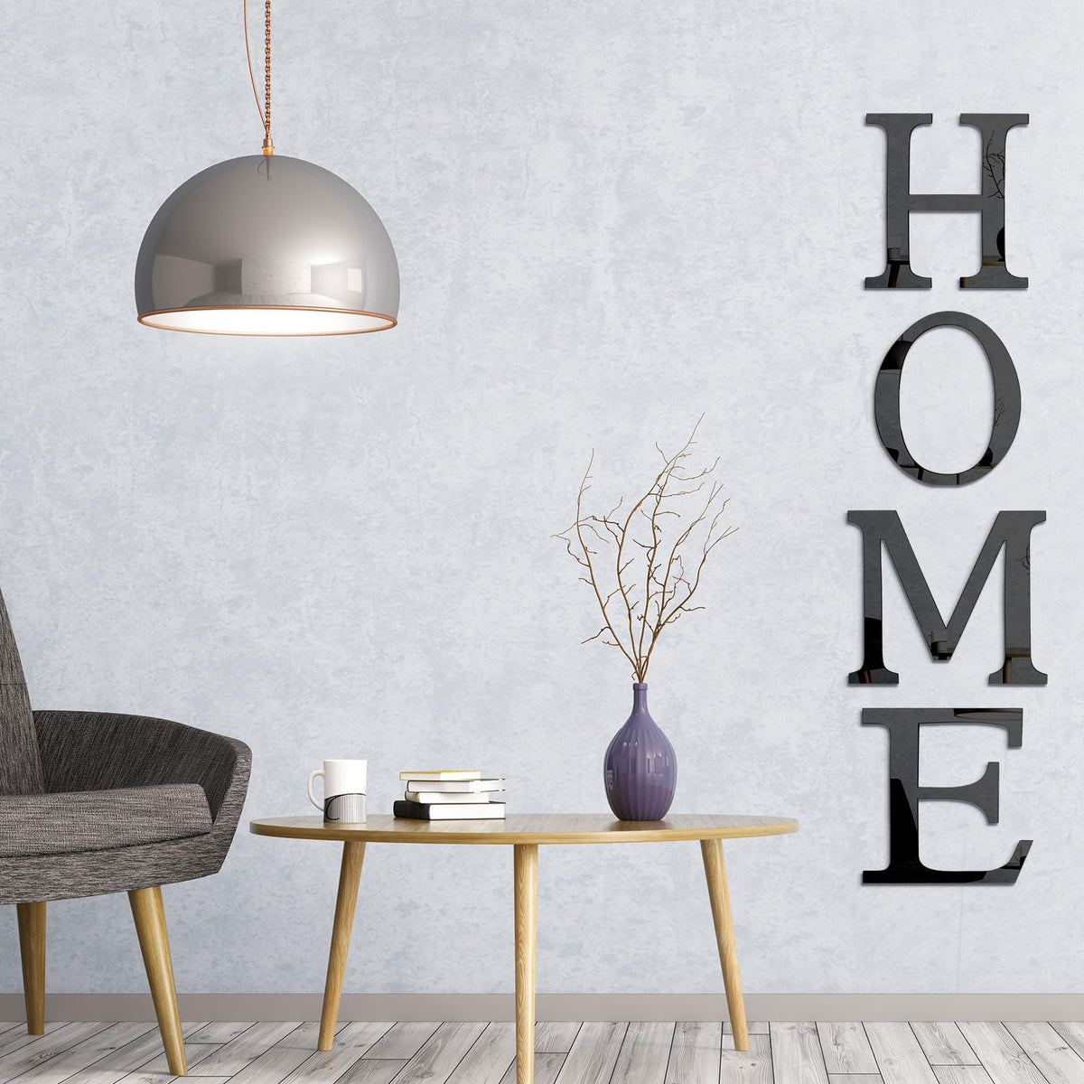 Zonon 4 Pcs 3D Home Wall Decor Letter Sign, Silver