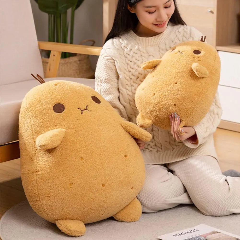 Kawaii Food Theme Decorative Potato Throw Pillow, Soft Plush Stuffed Cushion with Stitched Edges for Indoor Living Room Sofa Decor, Indoor Decor