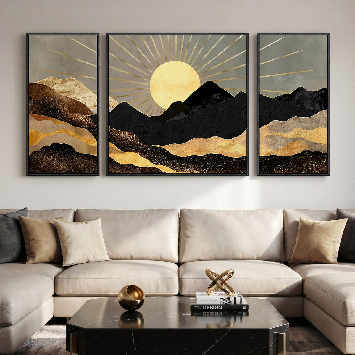 Large Framed Boho Black White Abstract Wall Art for Living Room, 24x36 In