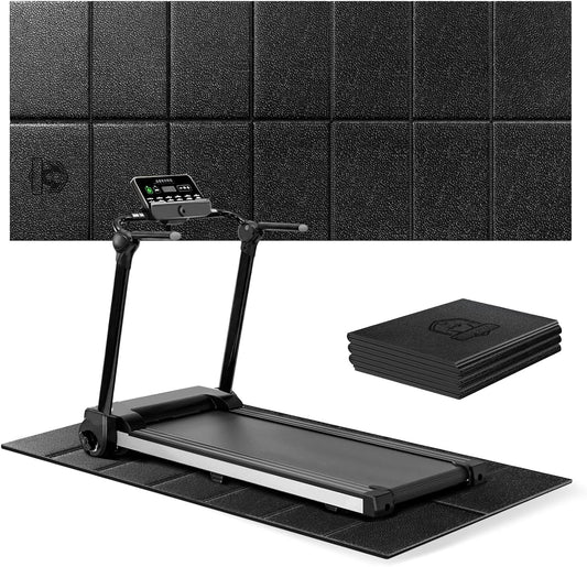 HAPBEAR Treadmill Mat, 55"x24"/68"x24"/79"x35.5" Non-Slip Foldable Exercise Equipment Mat for Walking Pad, Weight Bench, Noise Reducing Shock Absorbing Floor Protector for Home Gym, Carpet & Hardwood Floors