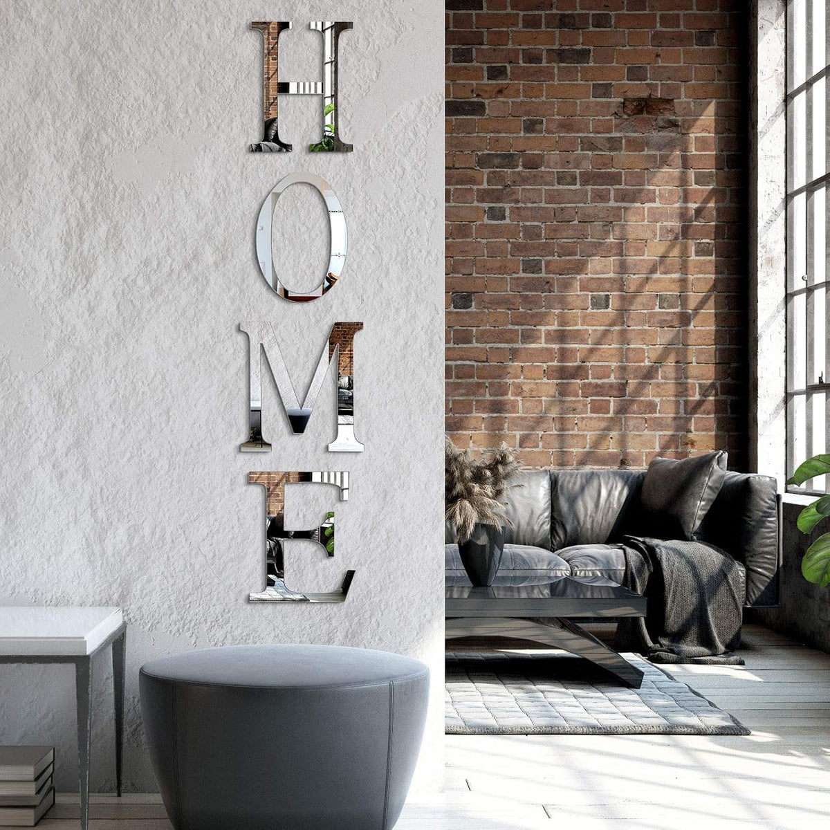 Zonon 4 Pcs 3D Home Wall Decor Letter Sign, Silver