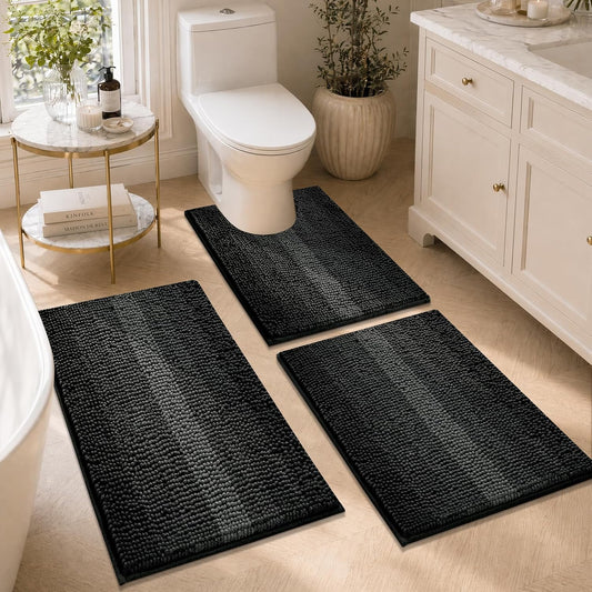 Yamaziot Bathroom Rugs Sets 3 Piece, Ultra Absorbent Non Slip Bath Mats