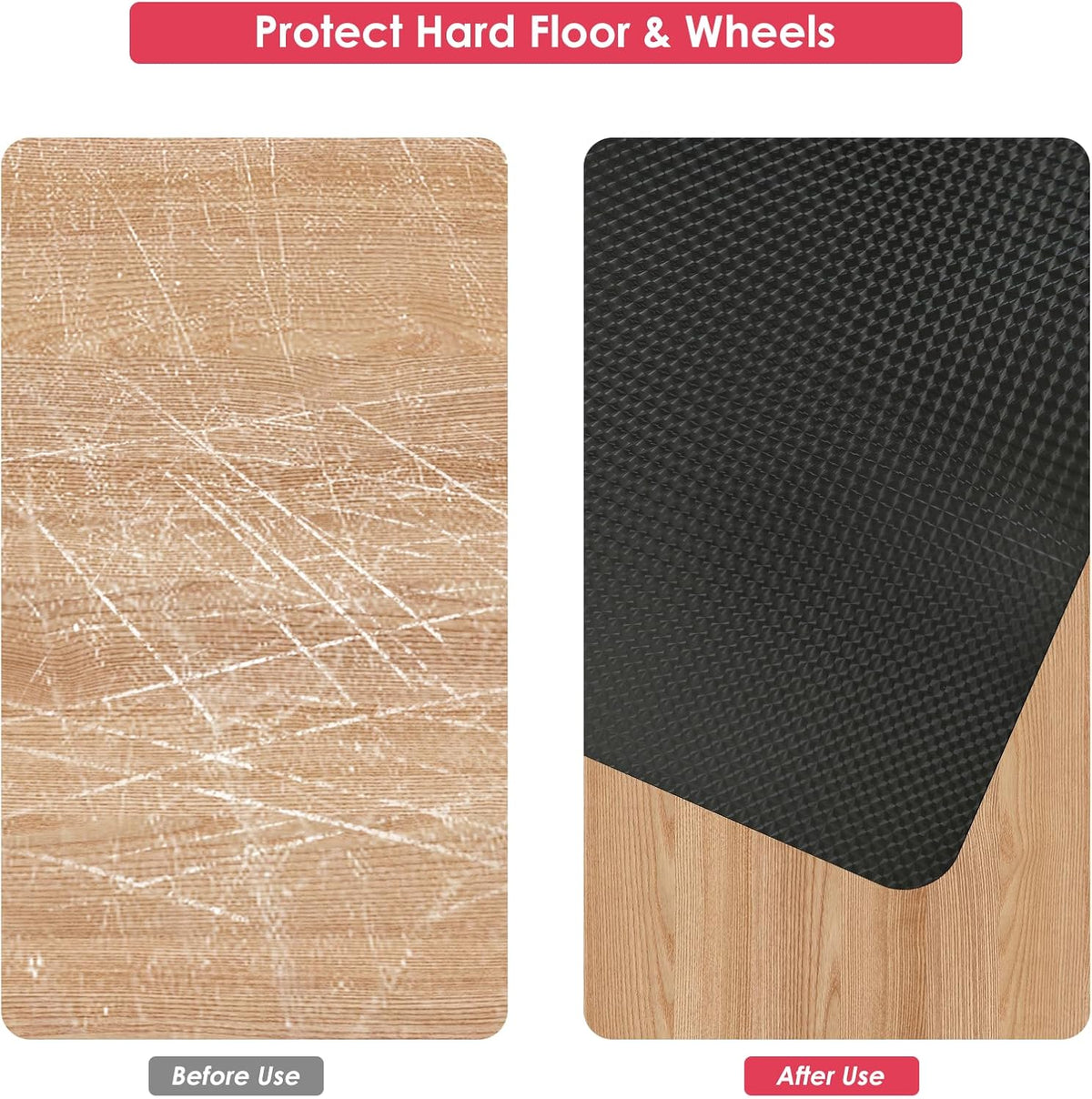Vicwe Gaming Chair Mat for Hardwood Floor, 55"×36" Chair Mat, Easy Glide