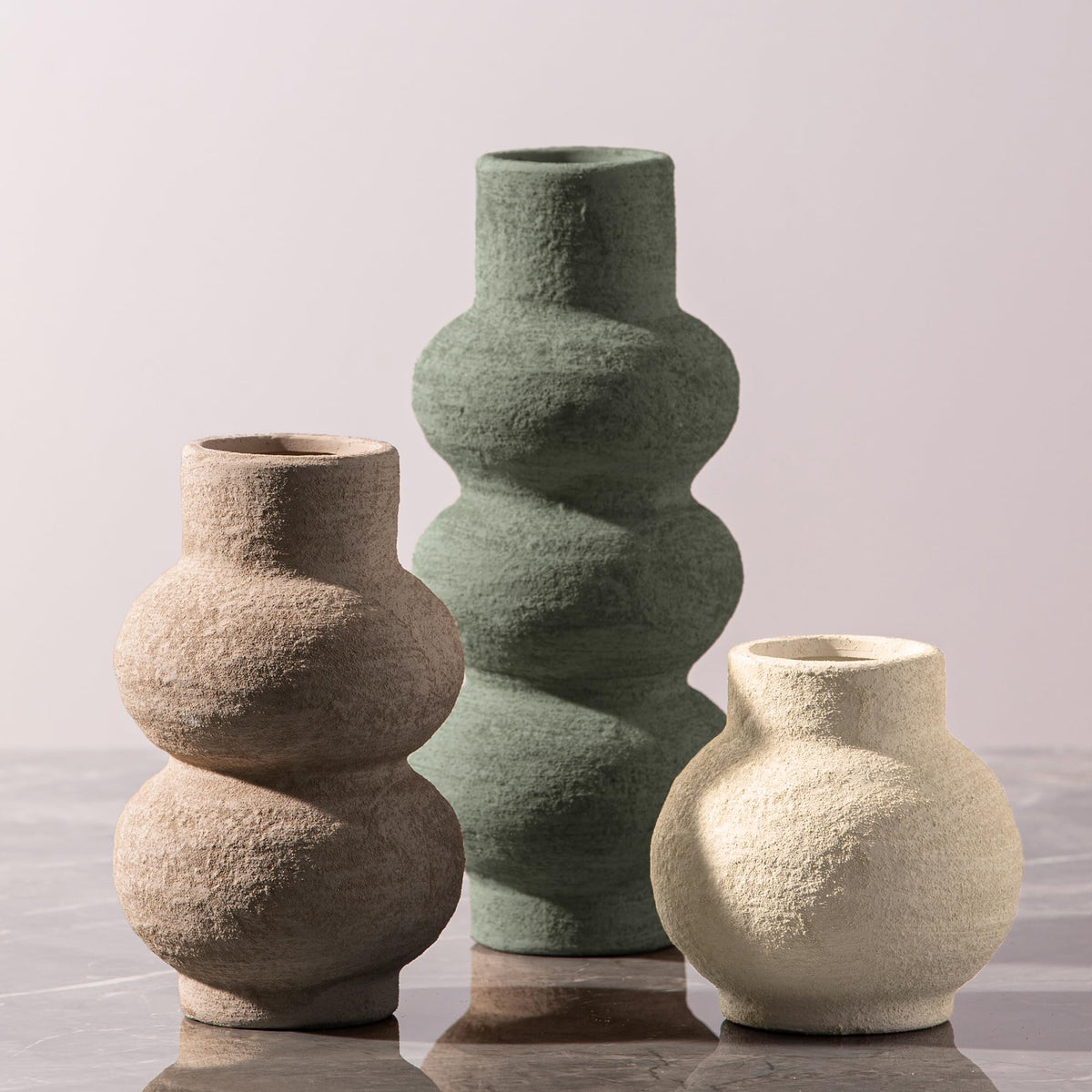 Ceramic Vase Home Table Decor - Flower Vase Set of 3 Living Room Kitchen Decorations Farmhouse Modern Rustic Vases Decorative Centerpiece for Shelf Bedroom Office Bathroom Dining Coffee Desk
