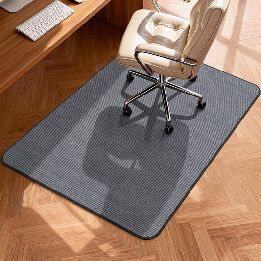 Blvornl Corduroy Office Chair Mat for Hardwood Floor and Low Pile Carpet, 35.4" x 47.3" Non-Slip Desk Rolling Chair Mat for Hard Floors, Heavy Duty Carpeted Floor Protector Rug for Home, Dark Grey