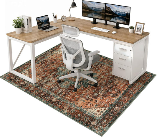Anidaroel Office Chair Mat for Hardwood Floor/Tile Floor, 48"x60" Desk Chair Mat for Hard Floors, Under Desk Rug Protector for Rolling Computer Gaming Chairs, Anti Slip Machine Wash Low Pile Carpet