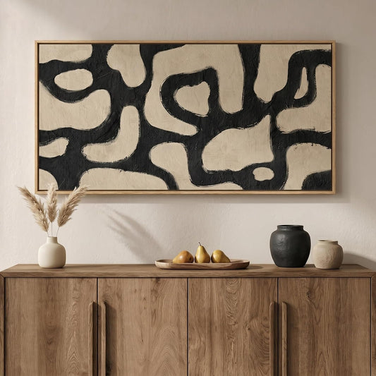 Large Framed Modern Abstract Horizontal Wall Art for Living Room, 60x30 In