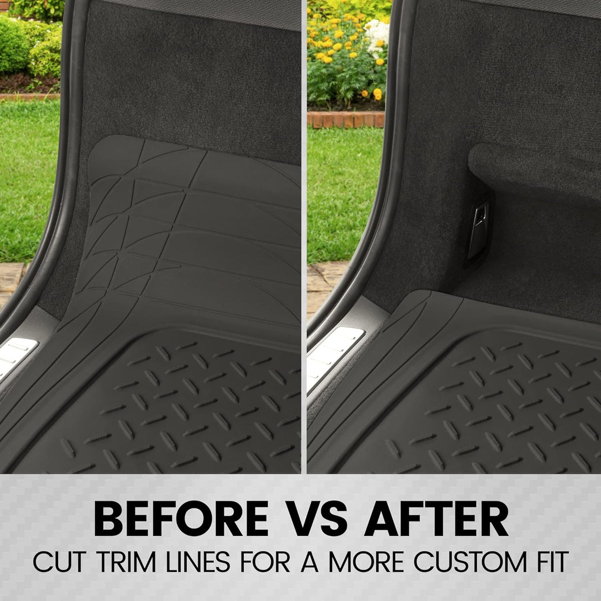 Heavy Duty Cargo Liner Floor Mat-All Weather Trunk Protection, Trimmable to Fit & Durable HD Rubber Protection for Car SUV Sedan Auto