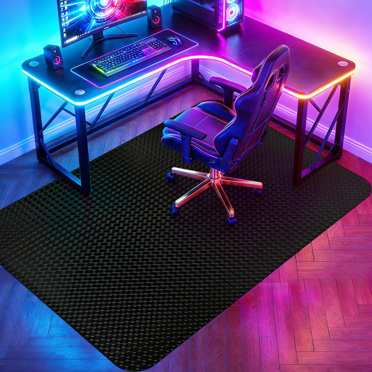 Vicwe Gaming Chair Mat for Hardwood Floor, 55"×36" Chair Mat, Easy Glide