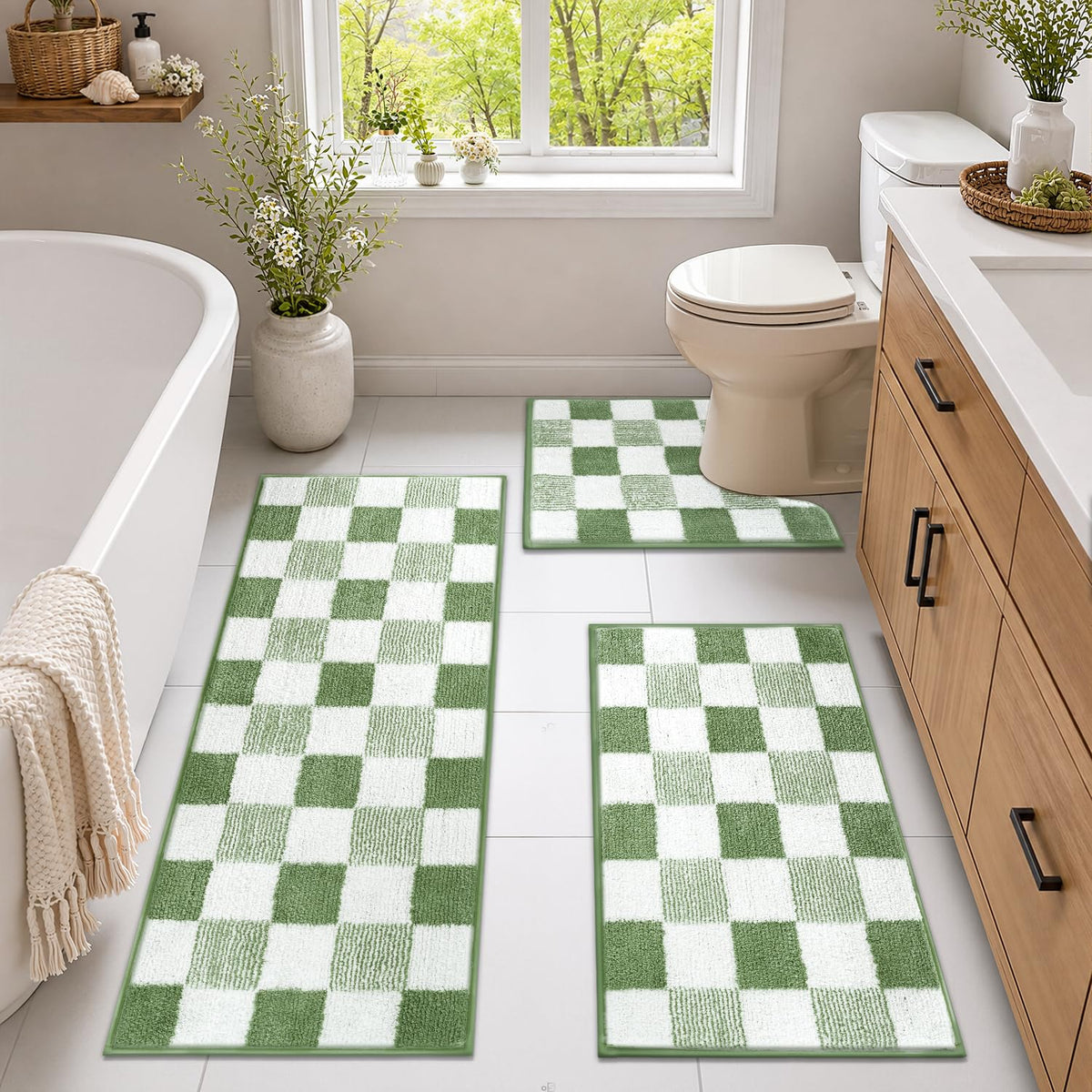 Yamaziot Bathroom Rugs Sets 3 Piece, Ultra Absorbent Non Slip Bath Mats