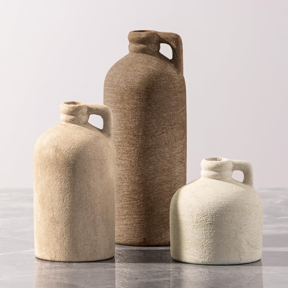 Ceramic Vase Home Table Decor - Flower Vase Set of 3 Living Room Kitchen Decorations Farmhouse Modern Rustic Vases Decorative Centerpiece for Shelf Bedroom Office Bathroom Dining Coffee Desk