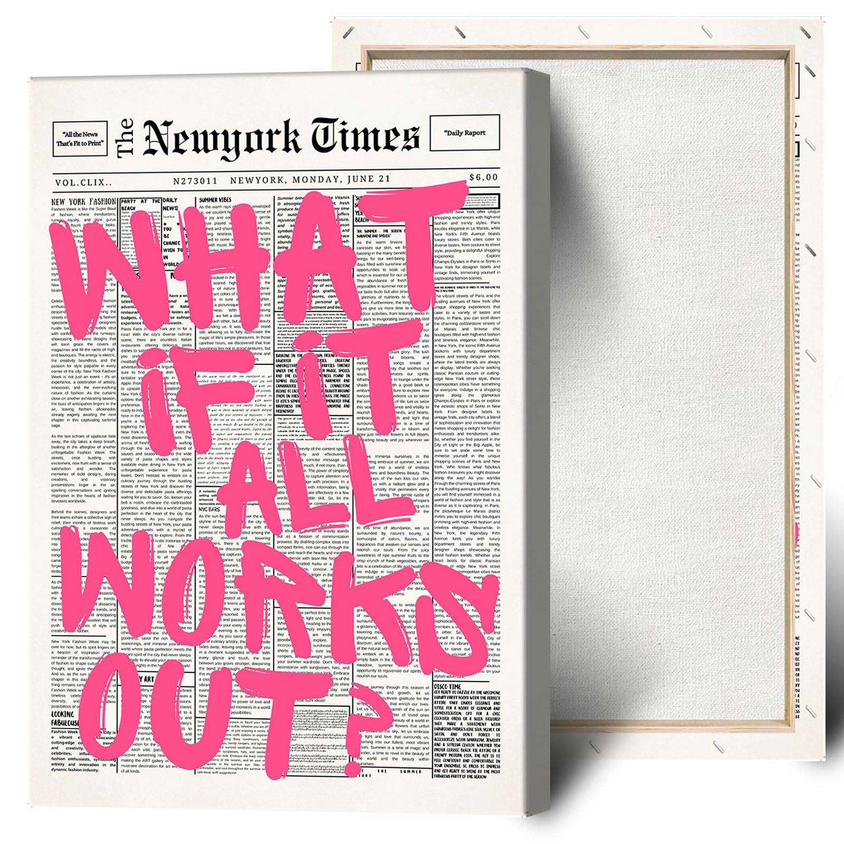 Drimiler Retro Black And White Newspaper Poster What If It All Works Out Canvas Wall Art Positive Affirming Quote Minimalist Prints Painting For Home Bedroom Dorm Wall Decor 12x16in Unframed