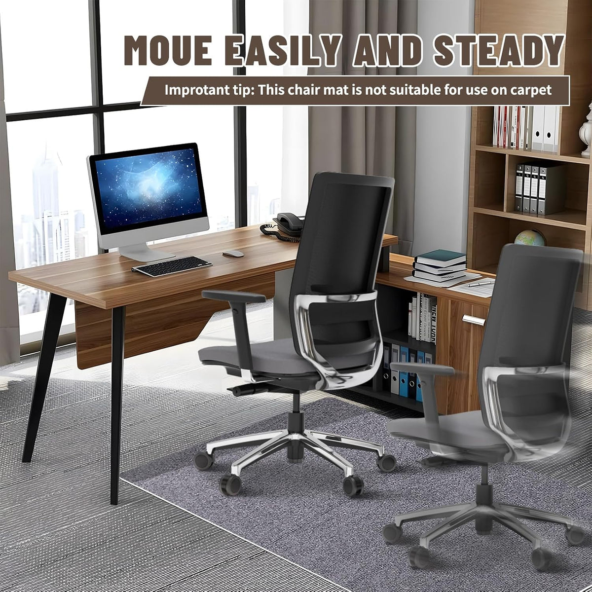 Office Chair Mat - for Hardwood Floors, Large Non-Slip Easy-Clean Floor Protection Blanket (Grey, “48 x 36in”).