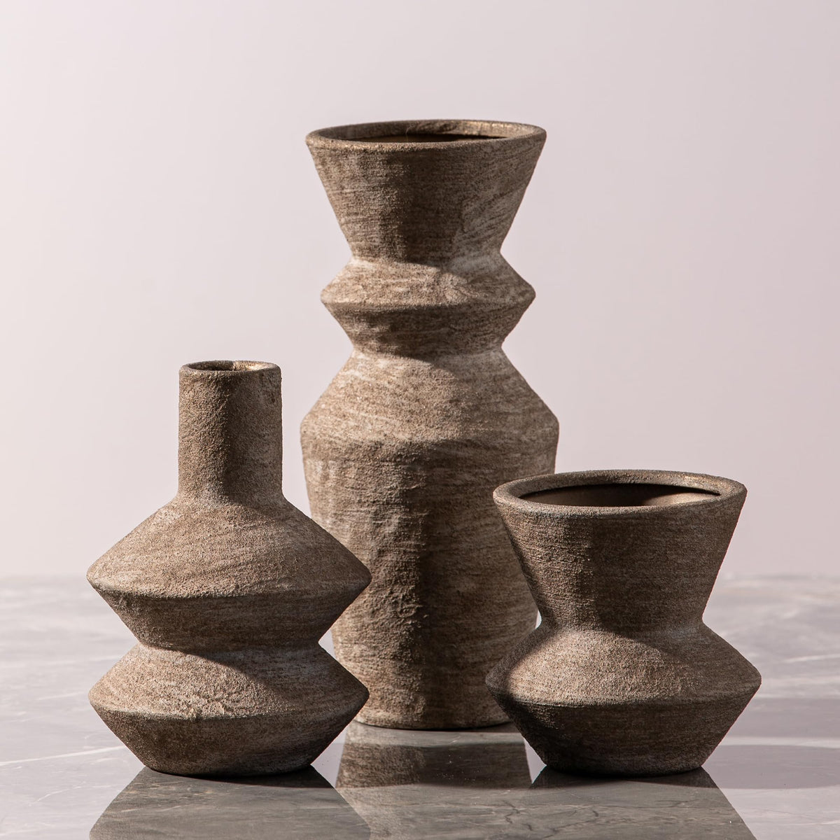 Ceramic Vase Home Table Decor - Flower Vase Set of 3 Living Room Kitchen Decorations Farmhouse Modern Rustic Vases Decorative Centerpiece for Shelf Bedroom Office Bathroom Dining Coffee Desk