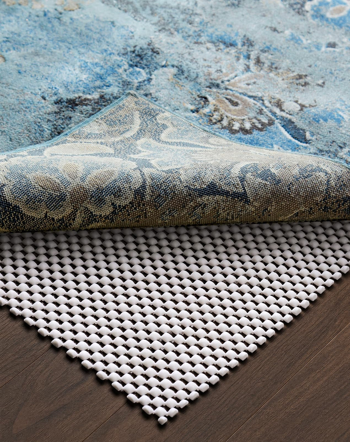 Veken Non Slip Rug Pad Gripper 8 x 10 Feet Extra Thick Pads for Any Hard Surface Floors, Keep Your Rugs Safe and in Place, Under Carpet Mat, with More Than 99 Pieces Anti-Slip Solid Square Pattern