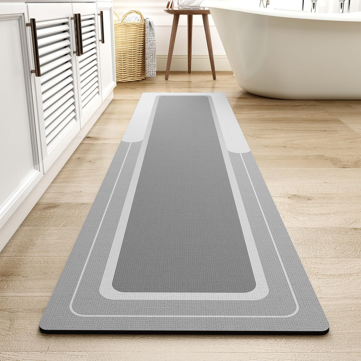 MontVoo-Bath Mat-Bathroom Mat Rug Non Slip Super Absorbent Stain Resistant Quick Dry Thin Bath Rug-Bath Mats for Bathroom Floor Bathtub Vanity-Bathmat Bath Rug Easy Care-17"x27" Grey