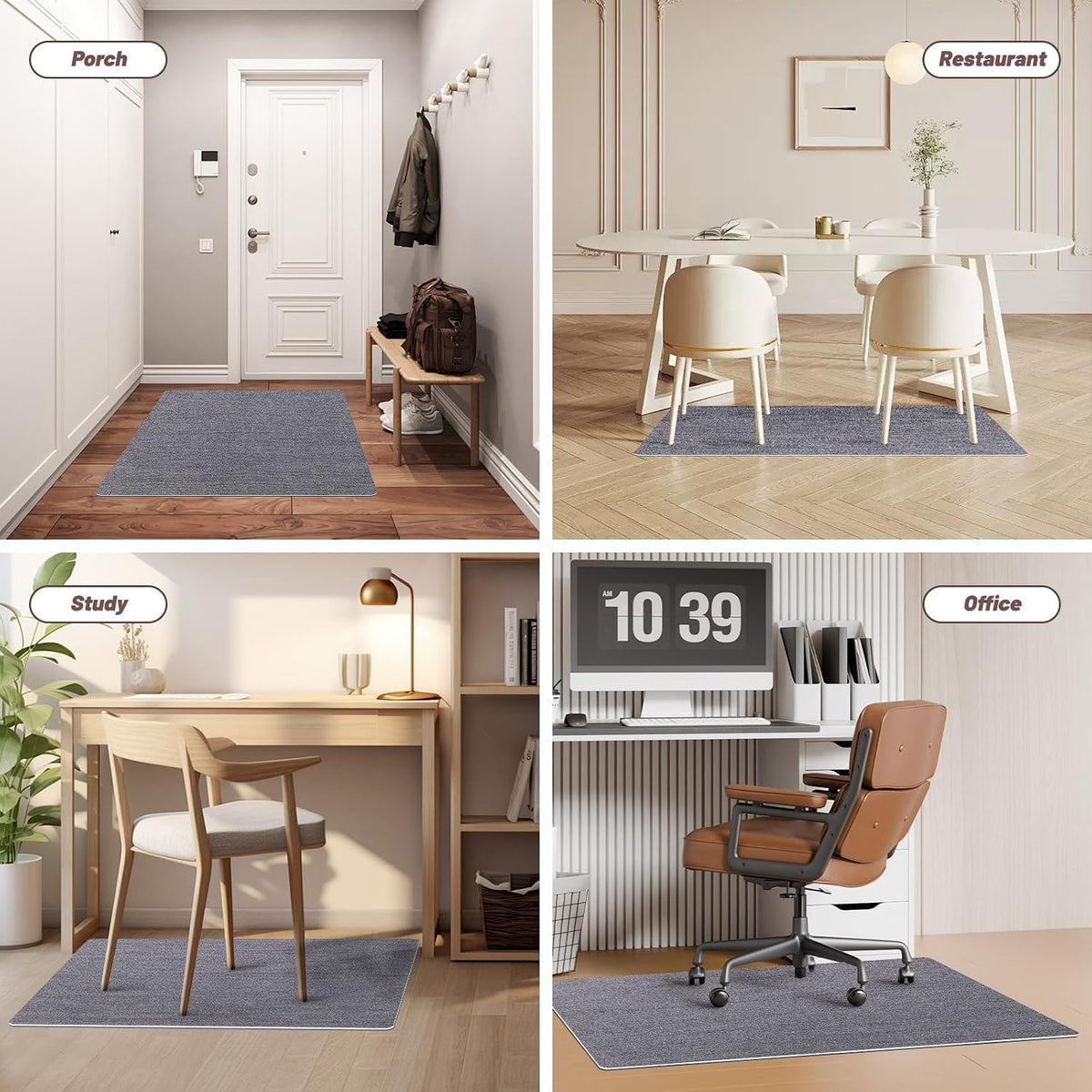 Office Chair Mat - for Hardwood Floors, Large Non-Slip Easy-Clean Floor Protection Blanket (Grey, “48 x 36in”).