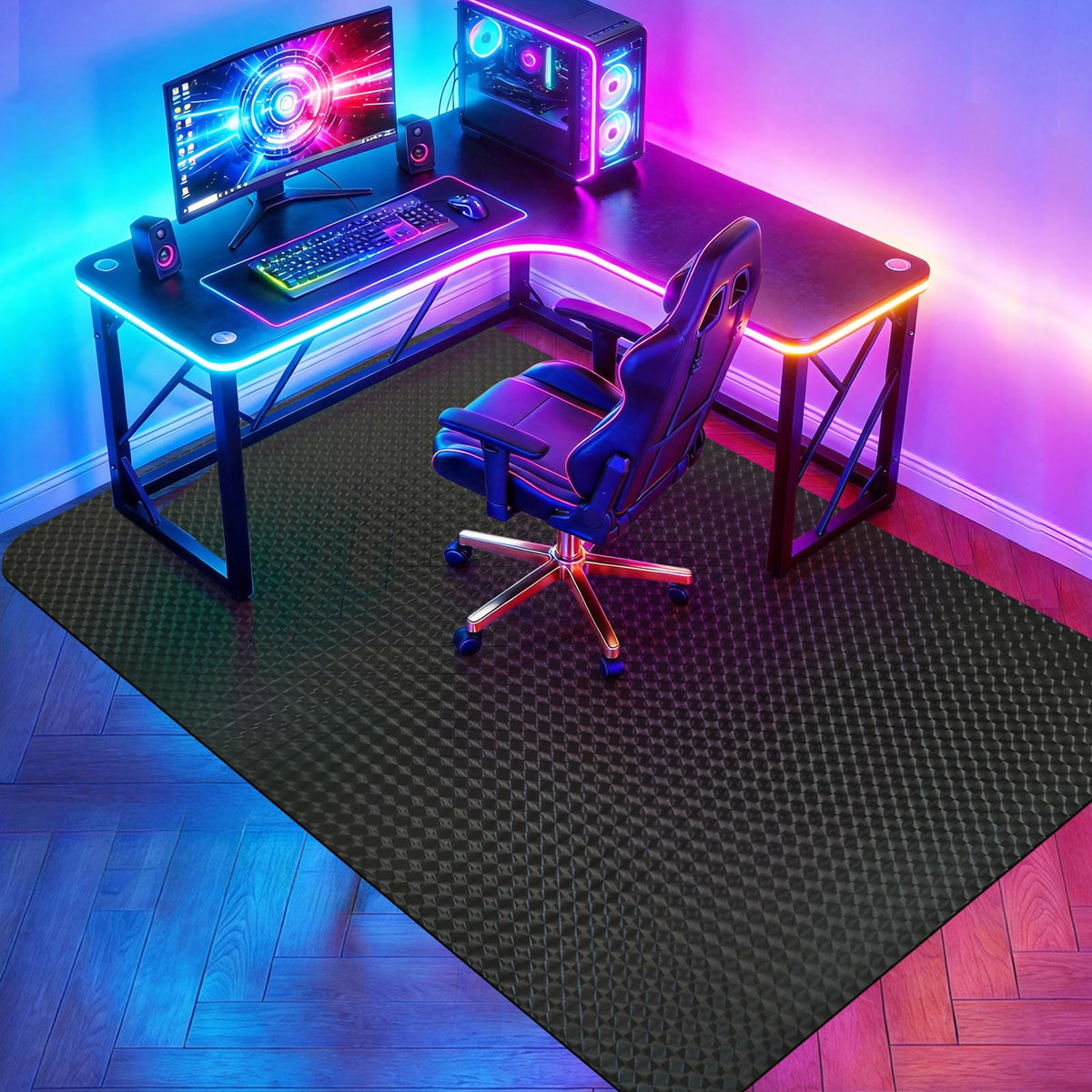 Vicwe Gaming Chair Mat for Hardwood Floor, 55"×36" Chair Mat, Easy Glide