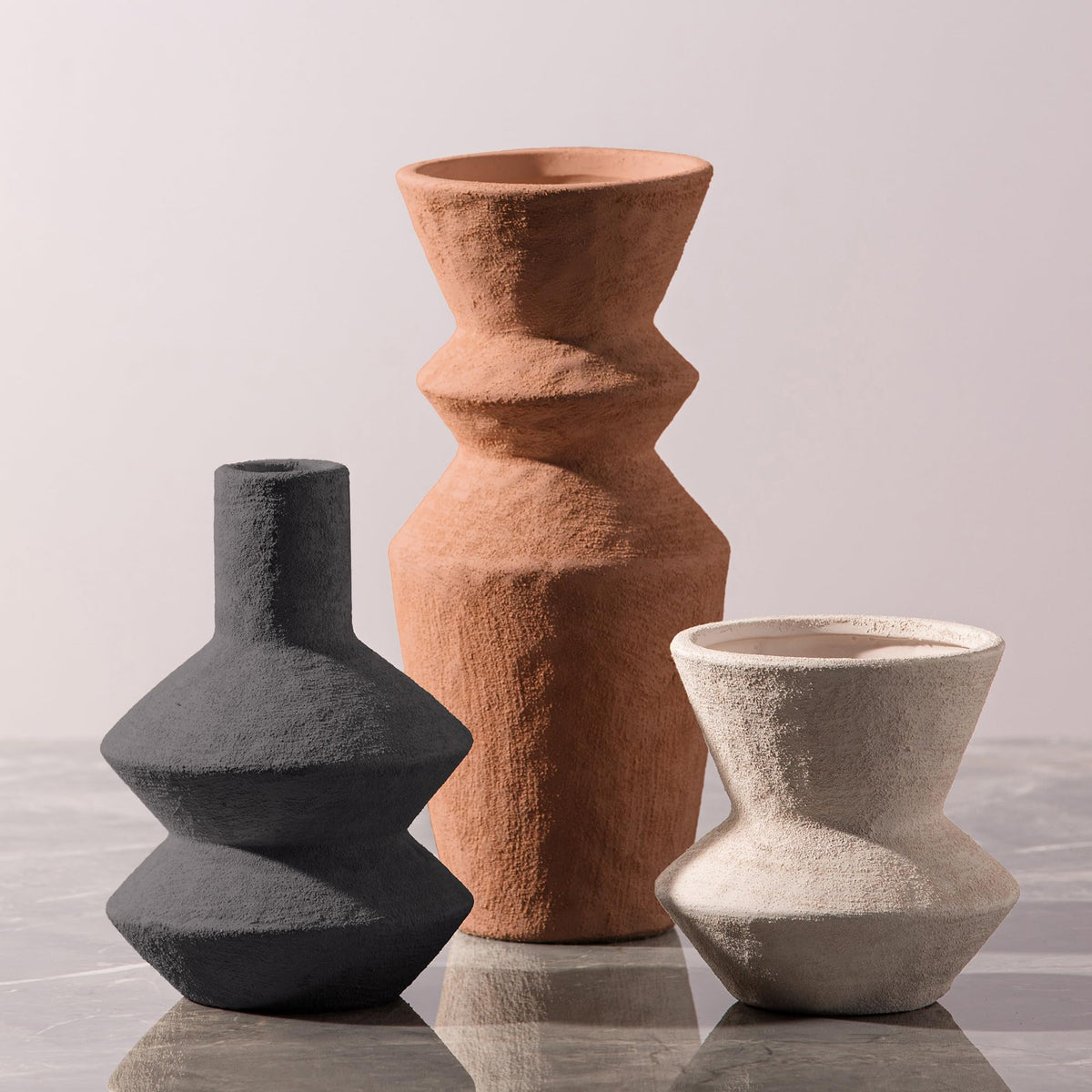 Ceramic Vase Home Table Decor - Flower Vase Set of 3 Living Room Kitchen Decorations Farmhouse Modern Rustic Vases Decorative Centerpiece for Shelf Bedroom Office Bathroom Dining Coffee Desk