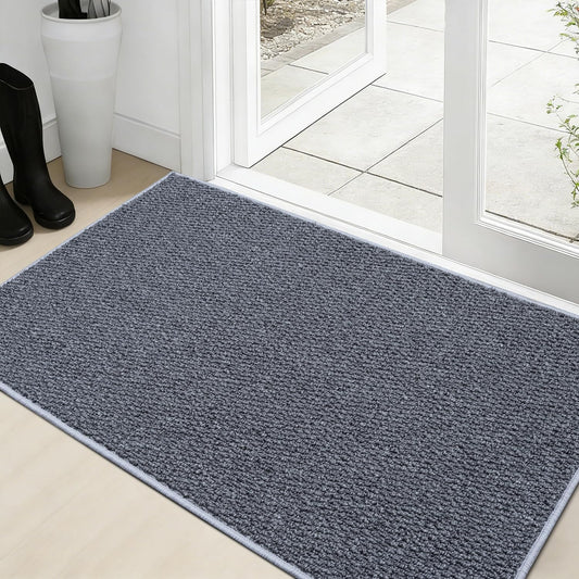 Dirt Trapping Door Mat 20"x32", Grey Faux Jute Entryway Rug