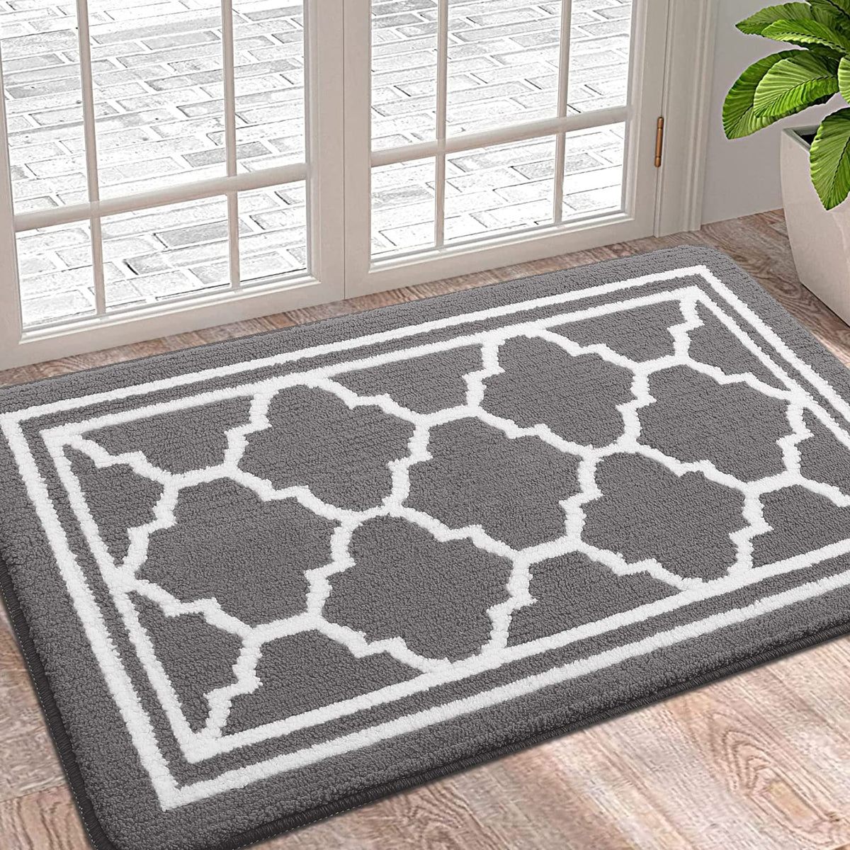 Buganda Indoor Door Mat, Dirt Resistant Doormat, 32x20, Grey