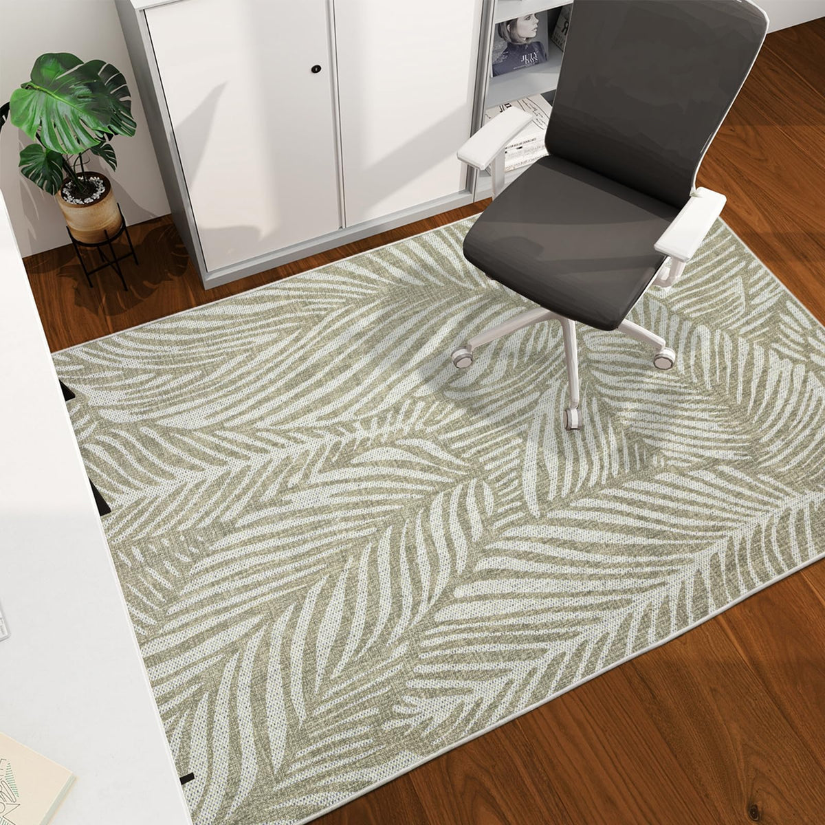 chakme Office Chair Mat for Hardwood Floor, 48"x36" Easy Glide Computer Desk Mat Protector for Rolling Chair Under Desk Rug Nonslip Backing, Machine Wash, (Floral)