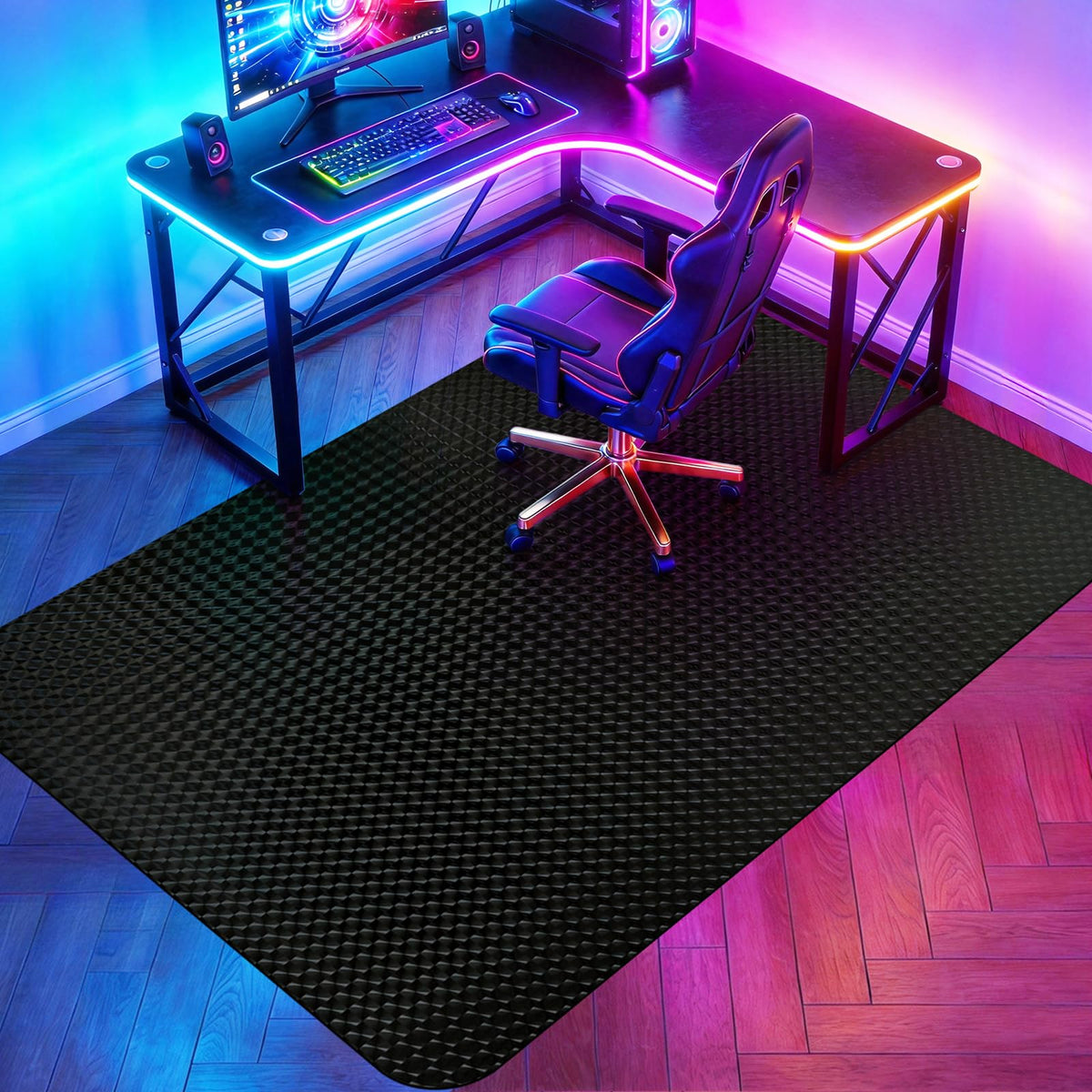 Vicwe Gaming Chair Mat for Hardwood Floor, 55"×36" Chair Mat, Easy Glide