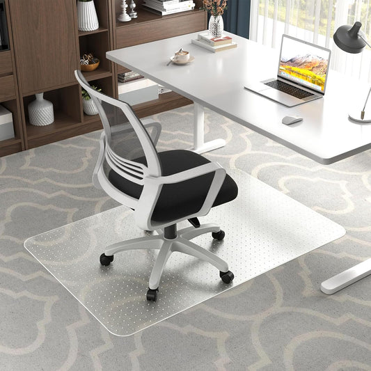 Office Chair Mat for Carpet Floors, 48" x 30" Clear Desk Chair Mats for Low Pile Carpeted Protector, Sturdy PVC Computer Chair Mats Anti-Slip and Easy to Clean for Home & Office