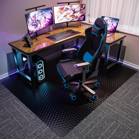 Tydle Chair Mat for Carpet 46"x60" - 3D Geometric Chair Mat for Carpeted Floors, Non-Slip Computer Desk Plastic Floor Mat for Gaming Chairs, Heavy Duty Carpeted Floor Protector for Home Office (Black)