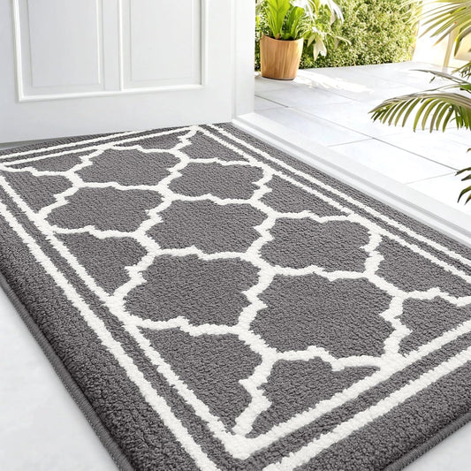 Buganda Indoor Door Mat, Dirt Resistant Doormat, 32x20, Grey