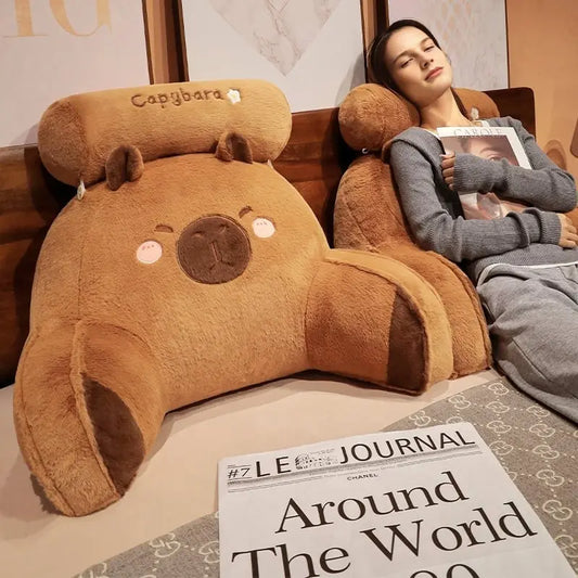 Bed Rest Reading Pillow - Kawaii Soft Lumbar Pillows Bed Backrest Cushion Rest Cushion with Washable Cover, Bedrest Pillow with for Sitting in Bed, Relaxing, Watching TV, Gaming, Cars - Capybara