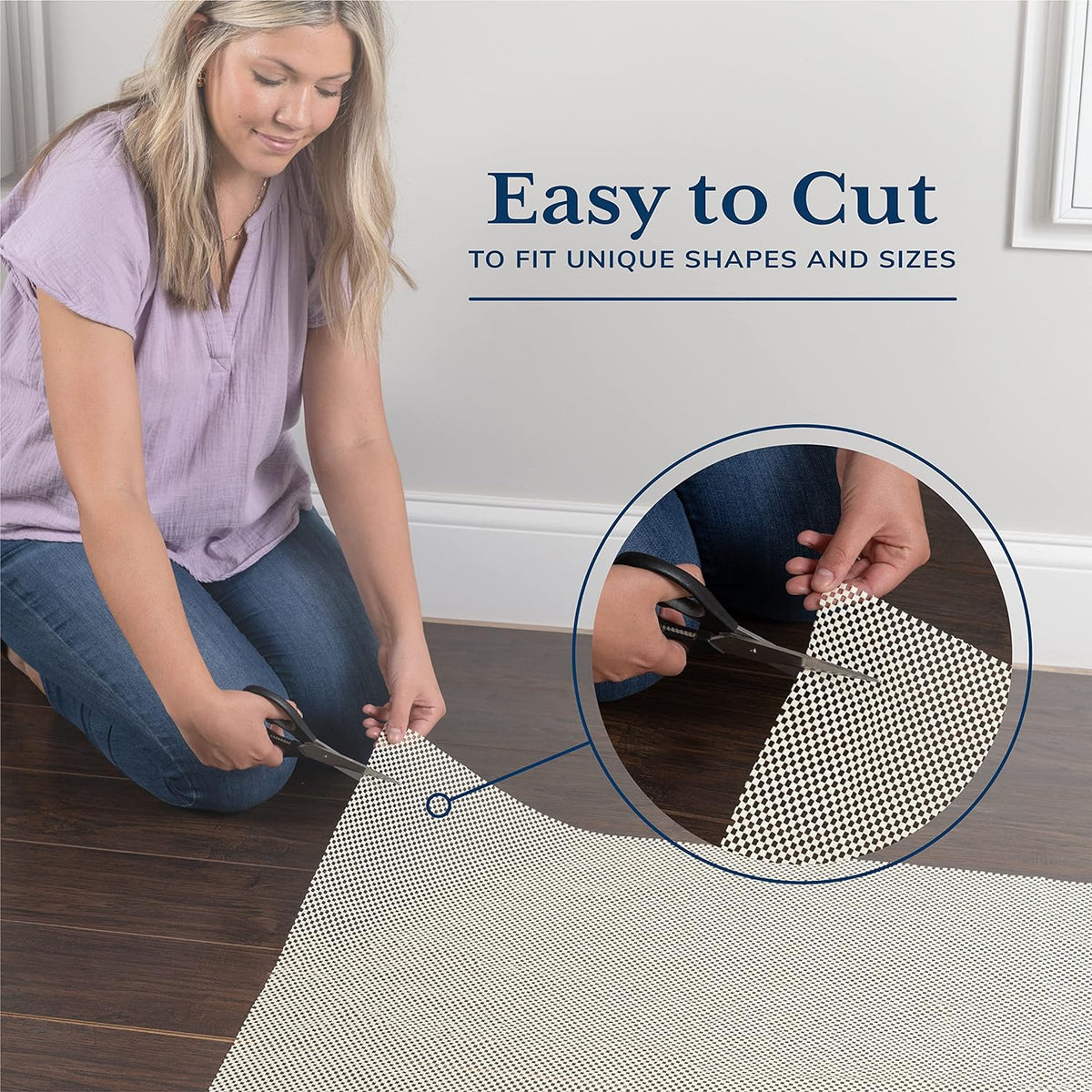 Veken Non Slip Rug Pad Gripper 8 x 10 Feet Extra Thick Pads for Any Hard Surface Floors, Keep Your Rugs Safe and in Place, Under Carpet Mat, with More Than 99 Pieces Anti-Slip Solid Square Pattern