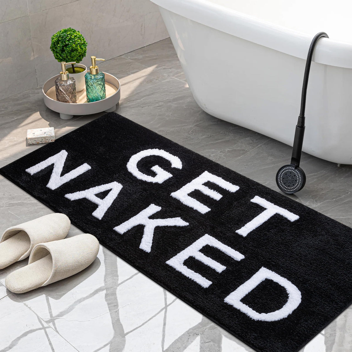 KOEXM Get Naked Bath Mat Pink Bathroom Rugs 20" x 32" Cute Bath Mat