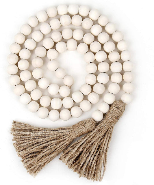 RAMIRABI 58in Wood Bead Garland, Farmhouse Rustic Country Decor, Nature