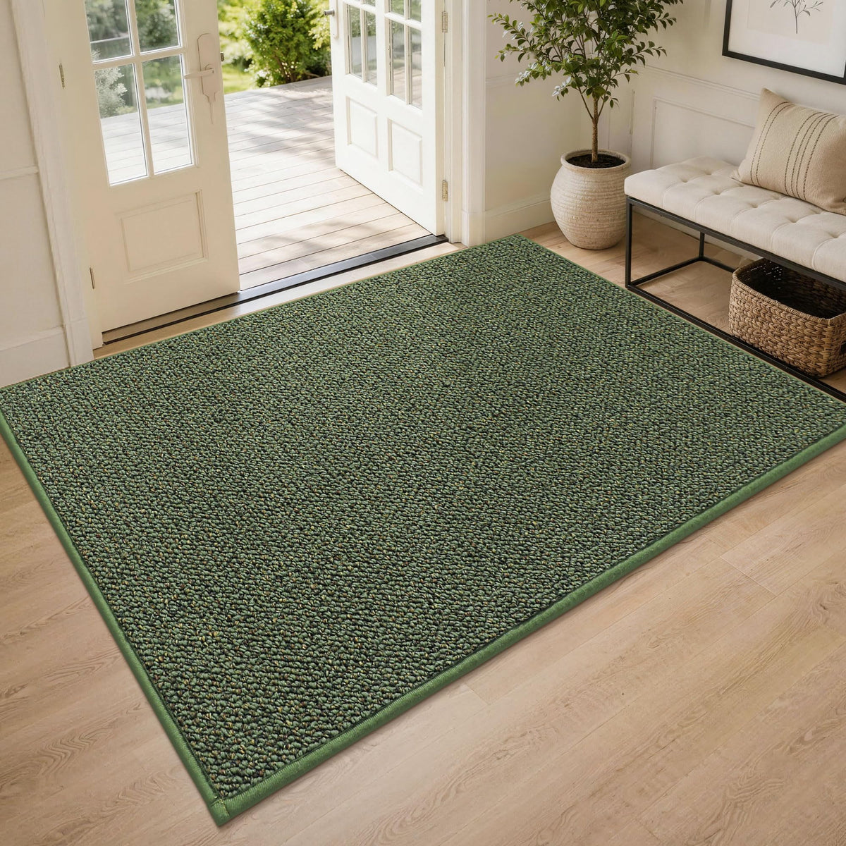 BEQHAUSE Dirt Trapper Door Mat 20" x 32", Non-Slip Washable Doormats, Beige