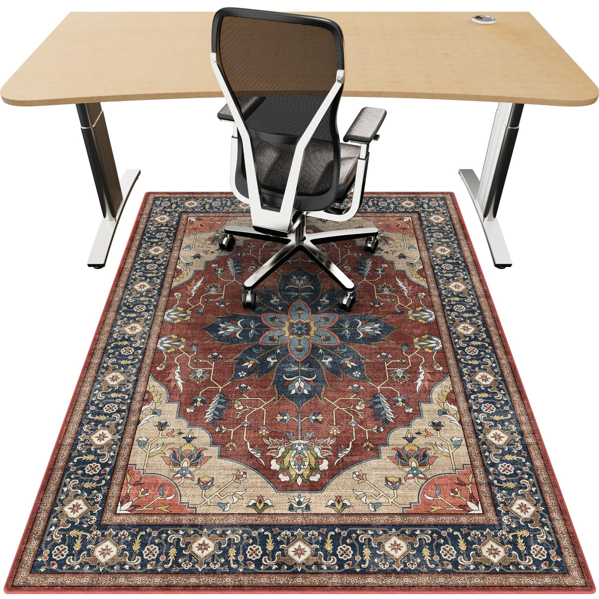 Office Chair Mat for Hardwood Floor, 36"x48" Desk Chair Mat for Home Office, Non-Slip Under Desk Mat for Rolling Chair,Washable Chair Rugs for Gaming Chairs-Black