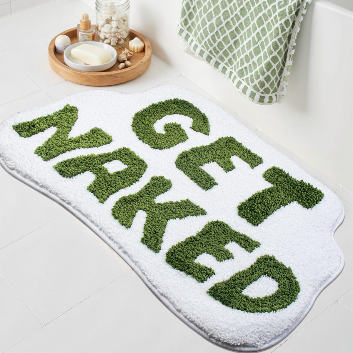 KOEXM Get Naked Bath Mat Pink Bathroom Rugs 20" x 32" Cute Bath Mat