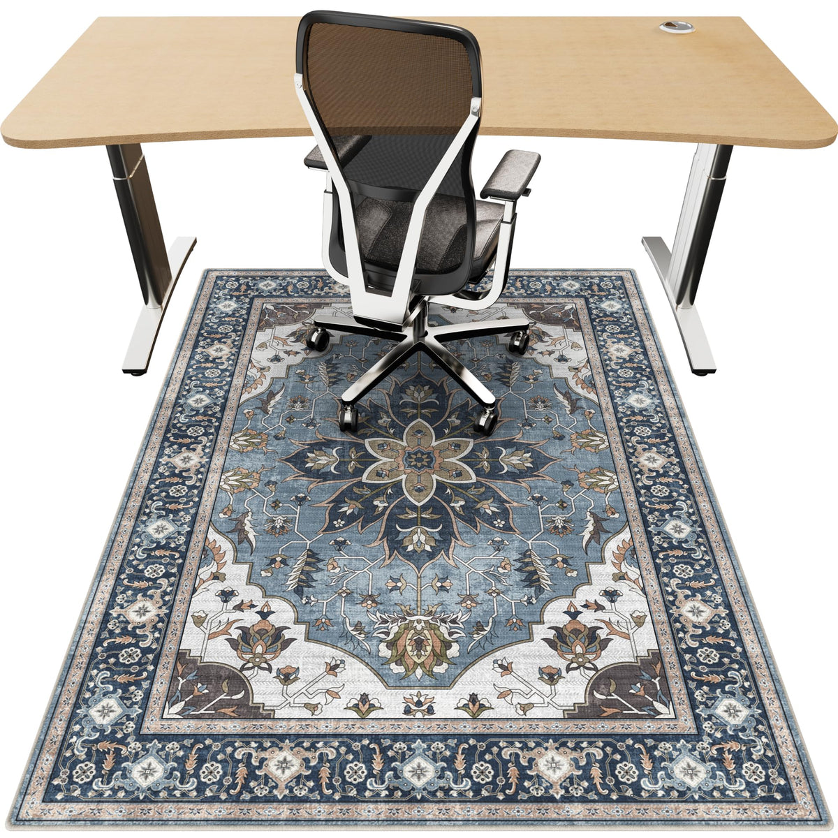 Office Chair Mat for Hardwood Floor, 36"x48" Desk Chair Mat for Home Office, Non-Slip Under Desk Mat for Rolling Chair,Washable Chair Rugs for Gaming Chairs-Black