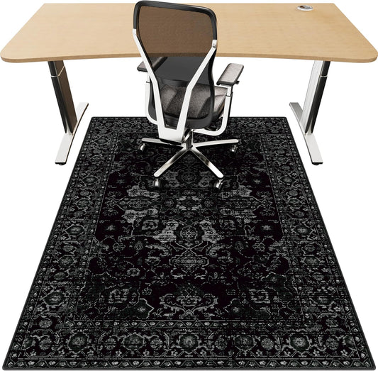 Office Chair Mat for Hardwood Floor, 36"x48" Desk Chair Mat for Home Office, Non-Slip Under Desk Mat for Rolling Chair,Washable Chair Rugs for Gaming Chairs-Black