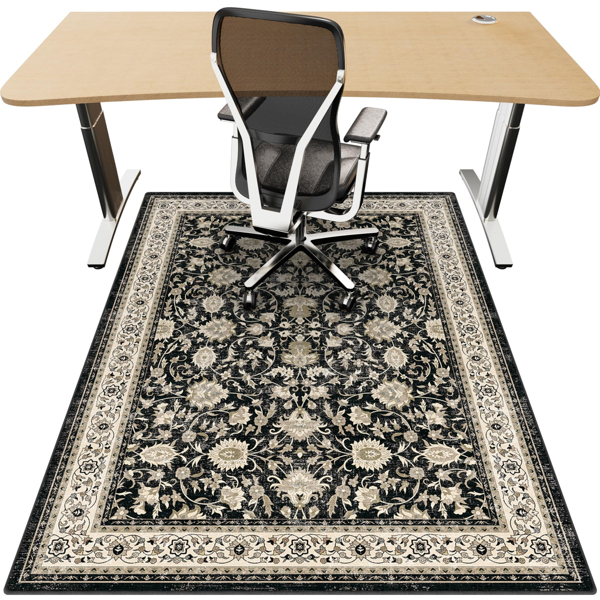 Office Chair Mat for Hardwood Floor, 36"x48" Desk Chair Mat for Home Office, Non-Slip Under Desk Mat for Rolling Chair,Washable Chair Rugs for Gaming Chairs-Black
