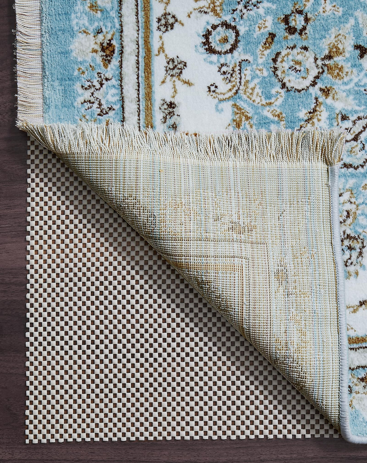 Veken Non Slip Rug Pad Gripper 8 x 10 Feet Extra Thick Pads for Any Hard Surface Floors, Keep Your Rugs Safe and in Place, Under Carpet Mat, with More Than 99 Pieces Anti-Slip Solid Square Pattern