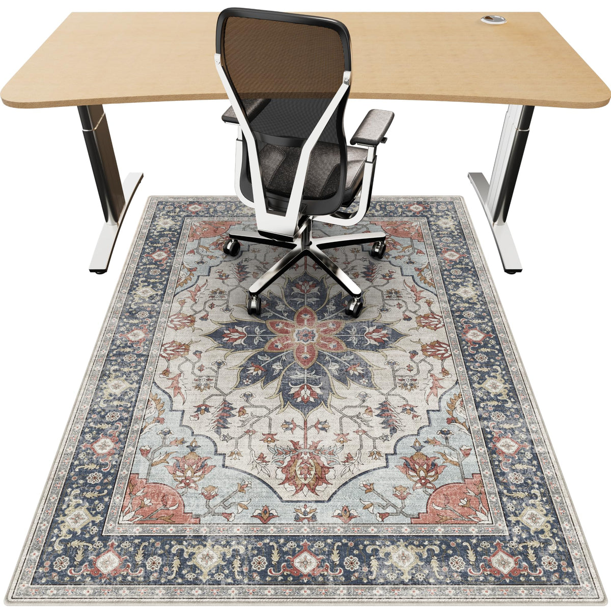 Office Chair Mat for Hardwood Floor, 36"x48" Desk Chair Mat for Home Office, Non-Slip Under Desk Mat for Rolling Chair,Washable Chair Rugs for Gaming Chairs-Black