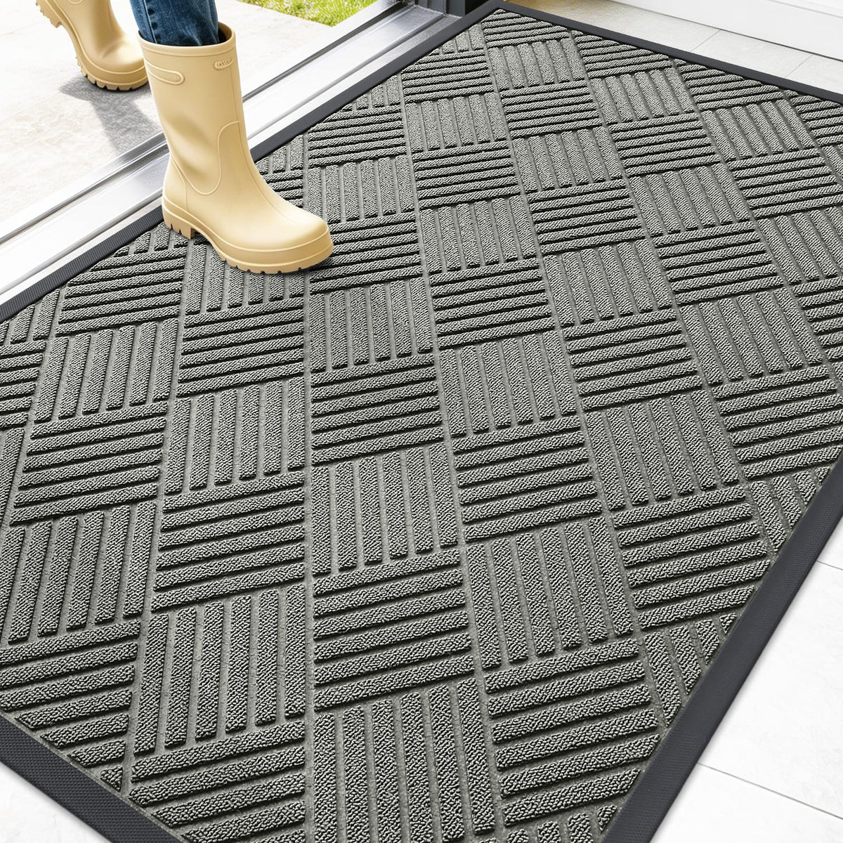 OLANLY Front Door Mat Outside Entrance, Waterproof Heavy-Duty Doormat