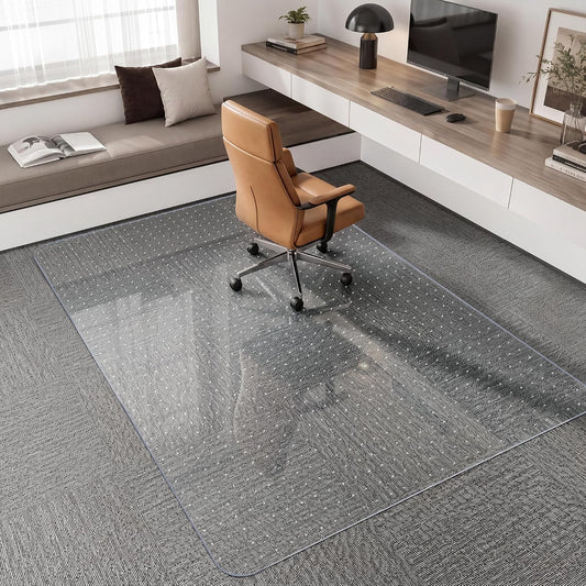 Office Chair Mat for Carpeted Floor, 46 ×96 Inch Low Pile Carpet Rolling Chair Mat, Large Plastic Computer Office Floor Mat, Thick Wear-Resistant PVC Carpet Protector Mat, Smooth Gliding Movement