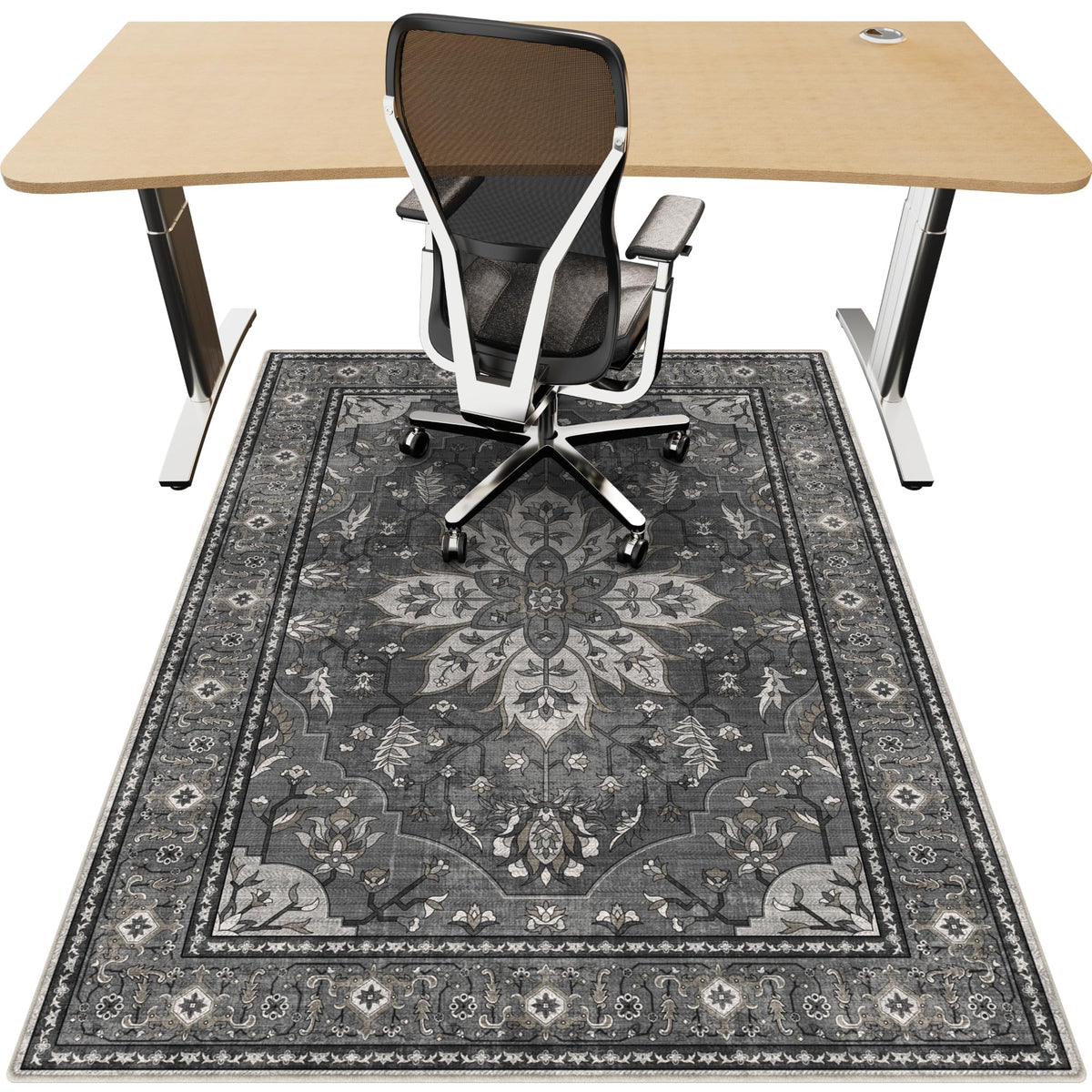 Office Chair Mat for Hardwood Floor, 36"x48" Desk Chair Mat for Home Office, Non-Slip Under Desk Mat for Rolling Chair,Washable Chair Rugs for Gaming Chairs-Black