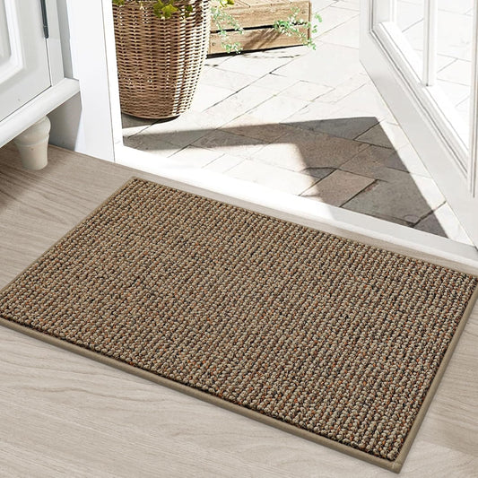 BEQHAUSE Dirt Trapper Door Mat 20" x 32", Non-Slip Washable Doormats, Beige