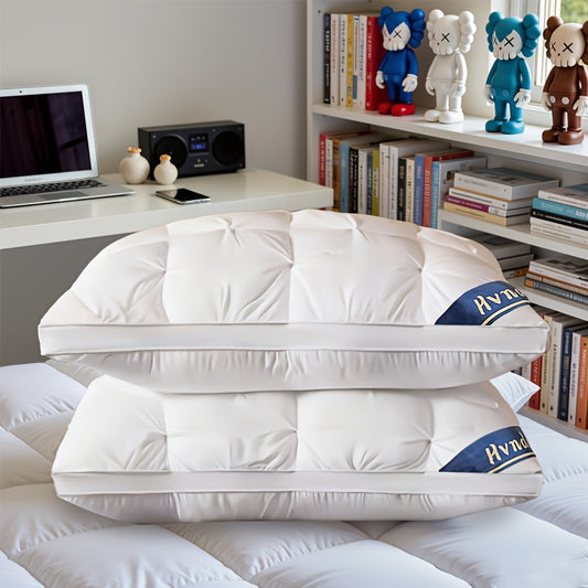2 Luxury Hotel Quality Pillows | Deep Sleep Neck Support, All-Season, Non-Sinking High Pillow Core, Hypoallergenic Polyester, Modern Design With Soft Satin Cover, Cooling And Neck Pillow, Ideal Gift
