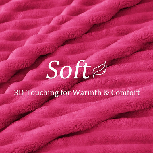 BEDELITE Fleece Throw Blanket, 300 GSM Super Soft Blanket, 3D Stripe Texture Fluffy Blanket, Throw Blanket for Couch, Sofa, Bed, Living Room, Home Decor, All Seasons, Decorative, Gift Idea,back to school,back to school shopping