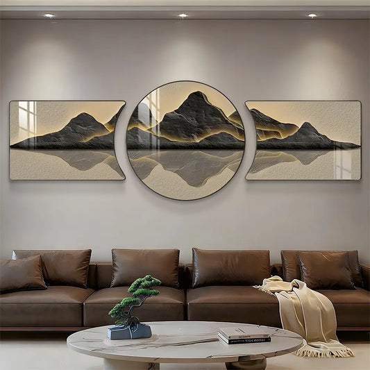 3pcs Glossy MDF Abstract Geometric Wall Hanging Decor, Light Luxury Artistic Waterproof Canvas Wall Art, Holiday Decoration for Valentine's Day, Christmas, Home Decor Posters & Prints