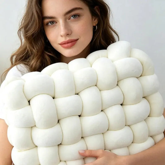 Soft Decorative Knotted Throw Pillow, Casual Solid Color Home Decorative Cushion for Couch, Sofa, Bedroom Decor, Adds Comfort and Style to Any Room